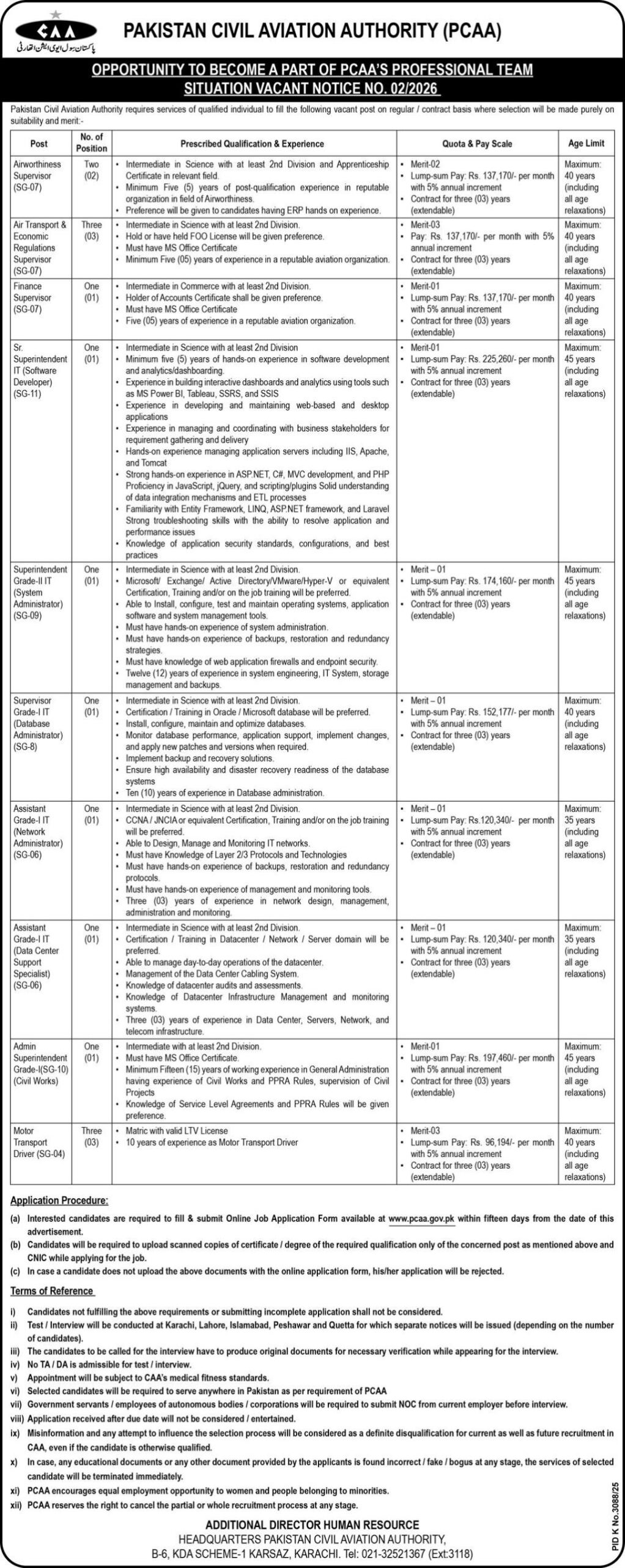 Pakistan Civil Aviation Authority PCCA Jobs 2026