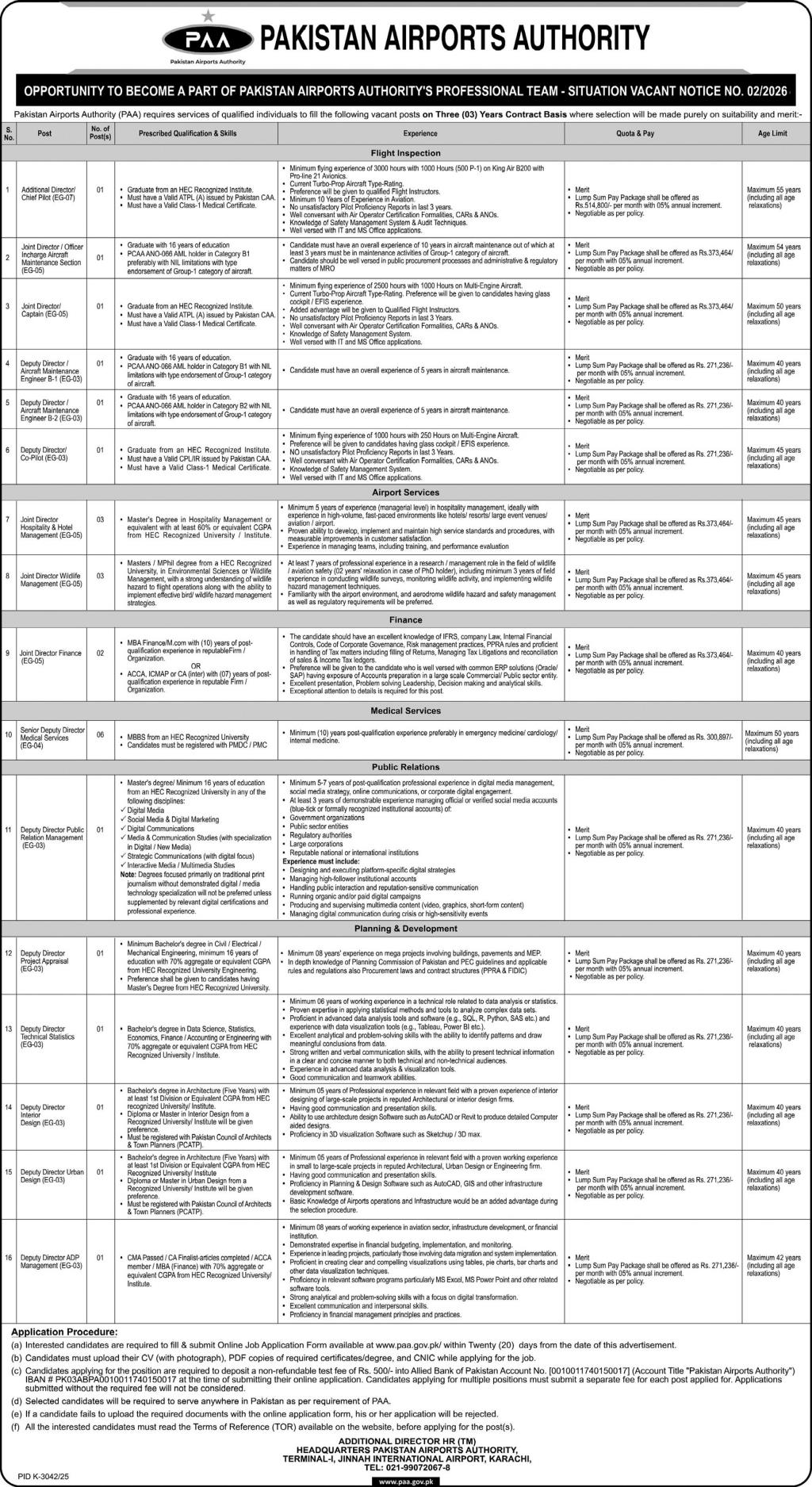 Pakistan Airports Authority Jobs 2026 