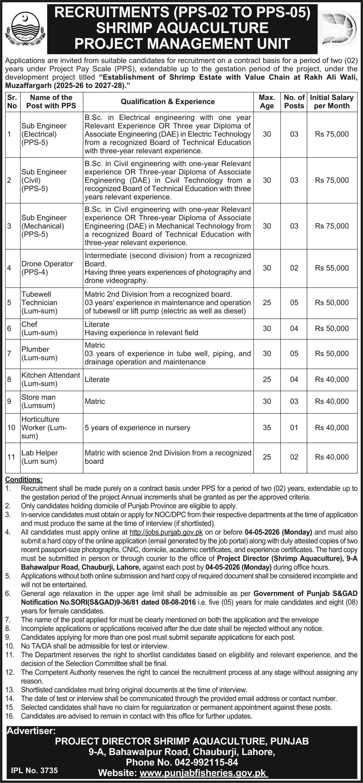 Aquaculture & Fisheries SHRIMP Punjab Jobs 2026 Store