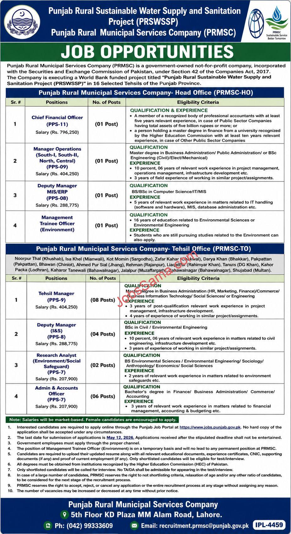 Punjab Rural Municipal Services Company PRMSC Jobs 2026 
